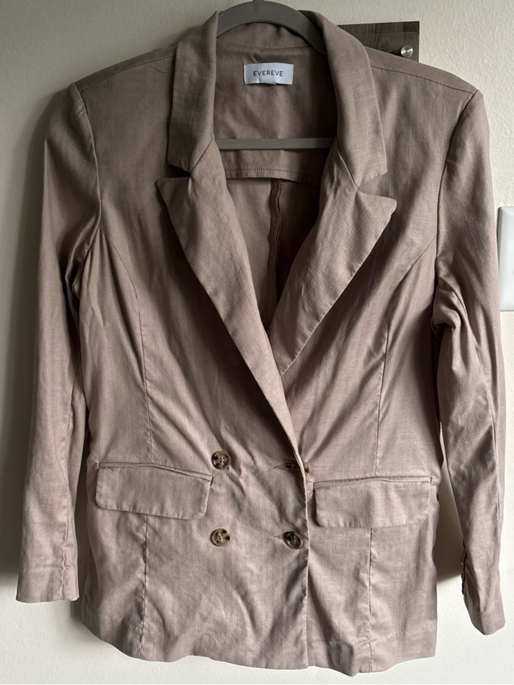 Evereve Mauve-Taupe Double-Breasted Blazer